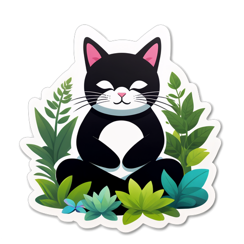 Stiker Zen Kucing Damai