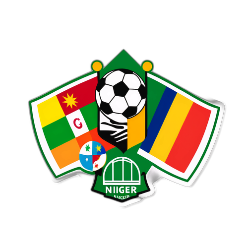 Kipande cha Mpira wa Miguu na Bendera za Niger na Guinea