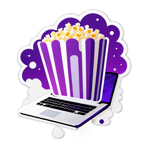 Joyful Laptop Popcorn Sticker