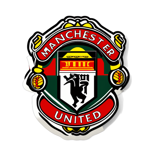 Manchester United Emblem med Old Trafford Silhuett