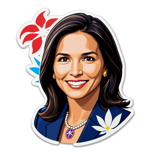 Politisk klistermærke med Tulsi Gabbard