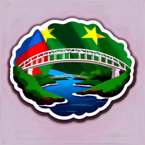 Sticker met een brug die Ghana en Nigeria verbindt