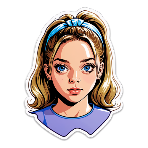 Stylowe naklejki przedstawiające Sydney Sweeney w rolach popkulturowych, dodające odrobinę glamour