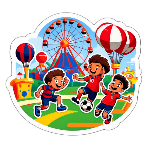 สติ๊กเกอร์การ์ตูนผู้เล่นฟุตบอลในสวนสนุก