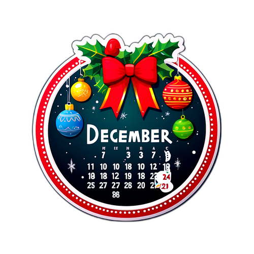 Дизайн на тему "7 декабря" с календарем и новогодним мишурой и украшениями