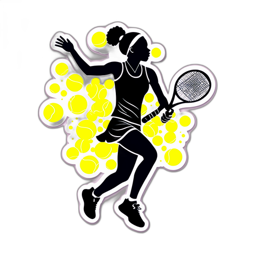 Minimalist Silhuet af Clara Tauson med Tennisbolde