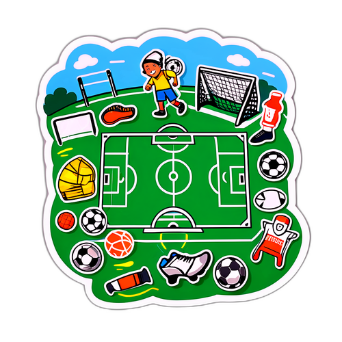 Çocukların Çizim Tarzında Futbol Sahası Çıkartması