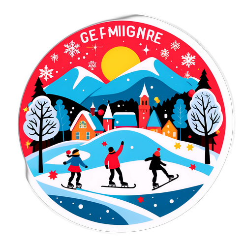 Winterlandschap in België met Schaatsers