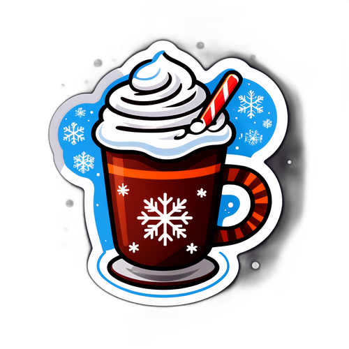 Adesivo de Inverno: Chocolate Quente e Flocos de Neve