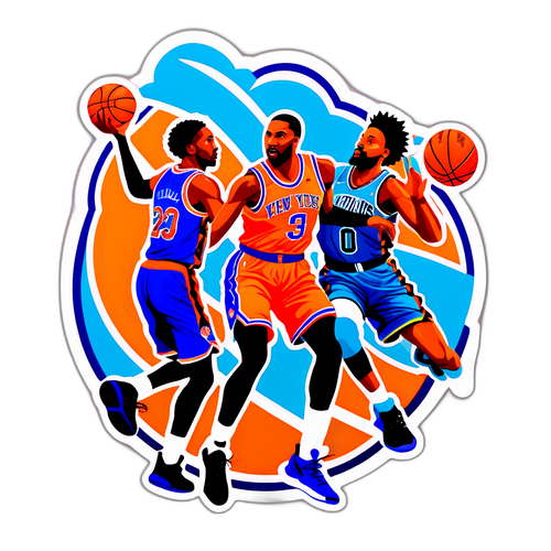 Sticker ng Dine-Dinamik na Laro ng Basketbol sa pagitan ng Hornets at Knicks