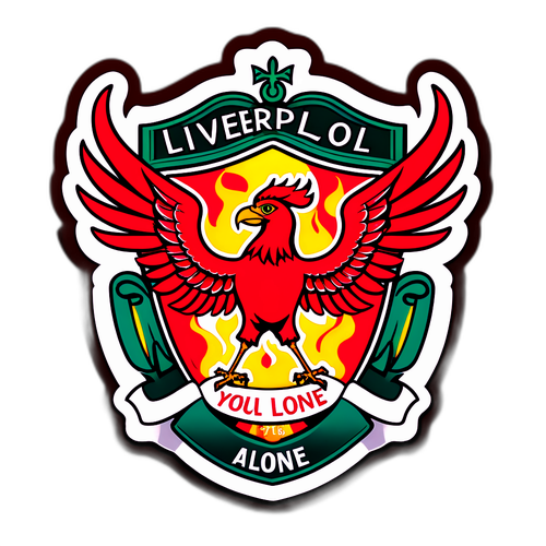 לוגו של ליברפול עם ציפור לייבר ומסביב להלהבות