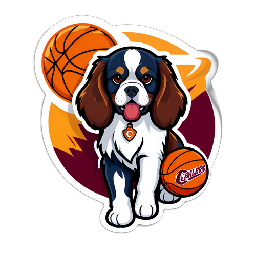 Sticker ng Cavaliers na may Asong Mascot