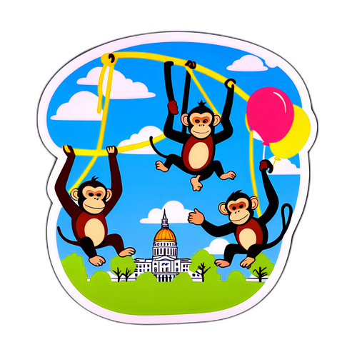 Monkeys Swinging from St. Louis Landmark