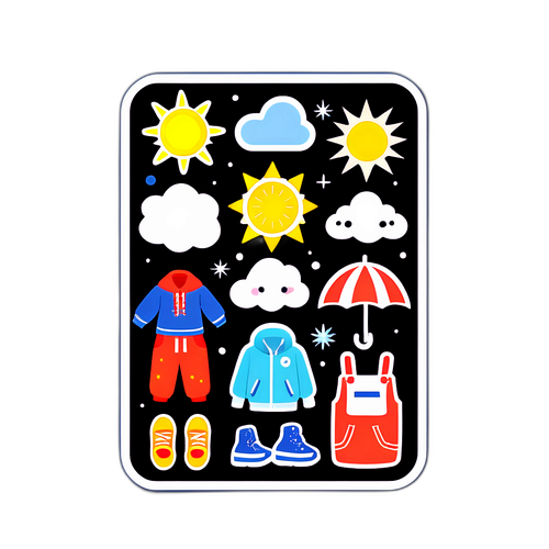 날씨에 따른 의상 아이콘 스티커 디자인