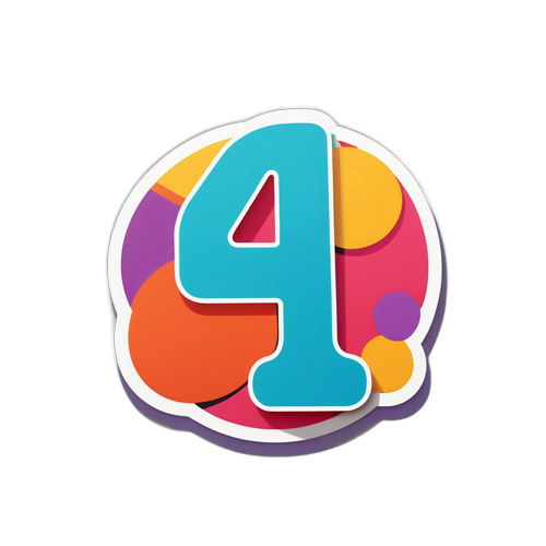 सरल आकृति के साथ '4' नंबर का स्टिकर