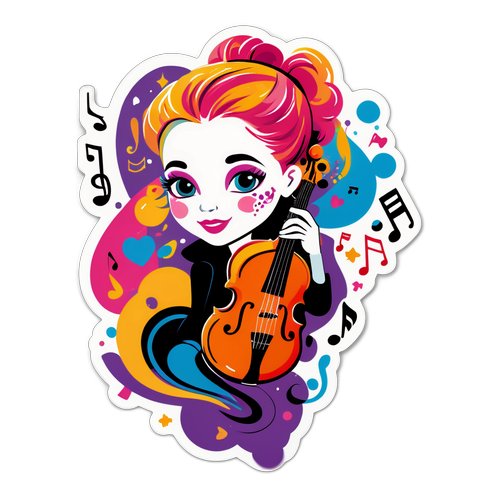 Farverig klistermærke af musikalsk performance