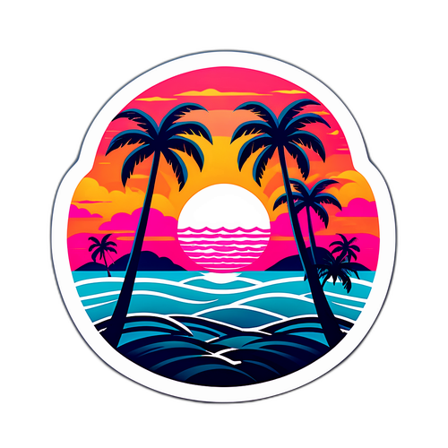 Logo Inter Miami dengan Latar Belakang Pemandangan Sunset