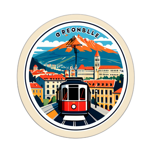 Adesivo vintage illustrato di Grenoble