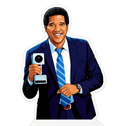 Autocollant de Greg Gumbel avec un appareil photo