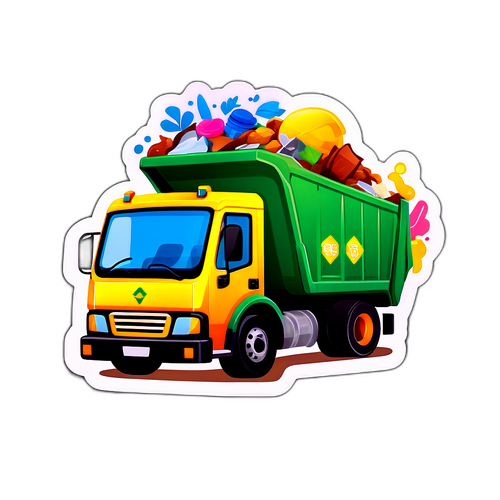 可愛垃圾車轉變貼紙