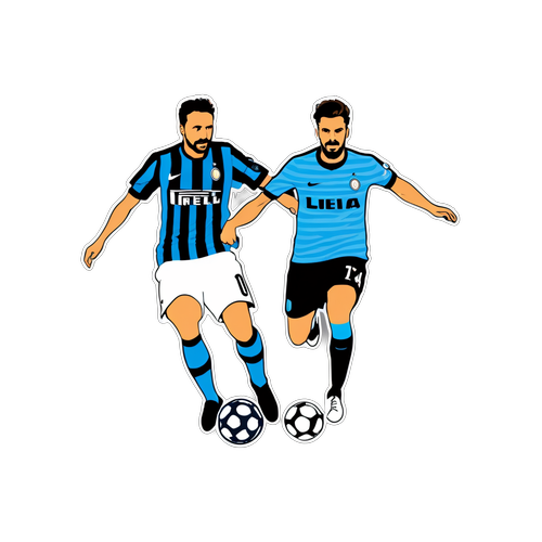 Stickers som skildrar Inter Milan och Lazio i en spännande fotbollsmatch