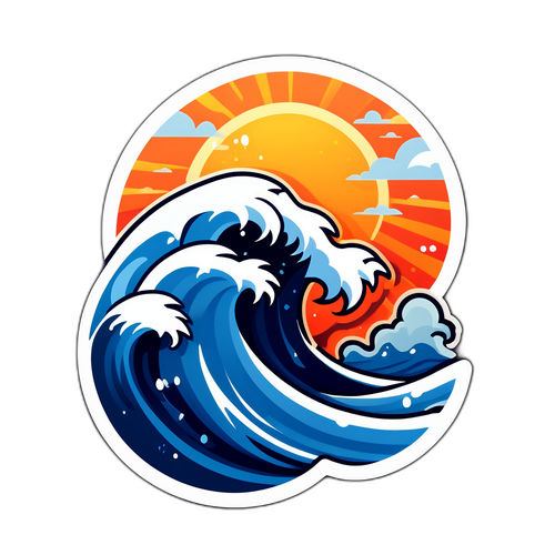 冬季温暖与寒冷波浪的对比贴纸