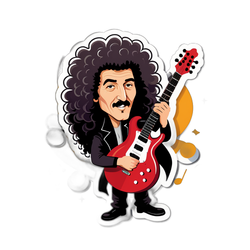 Karikatur av Brian May med gitar