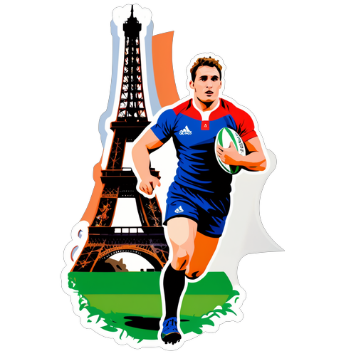 Antoine Dupont en Action : Montrez Votre Passion pour le Rugby et la France avec un Autocollant Époustouflant !