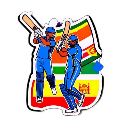 Enerhetik na Sticker ng Cricket Match sa India at Sri Lanka