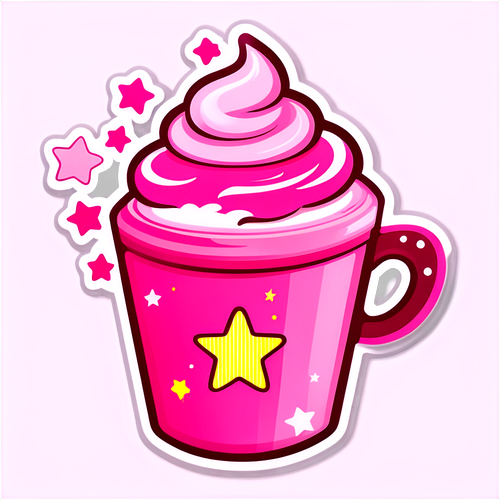 甜美粉色咖啡杯贴纸
