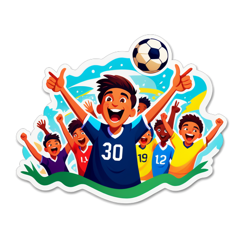 Arte de um Campo de Futebol com Fãs Empolgados
