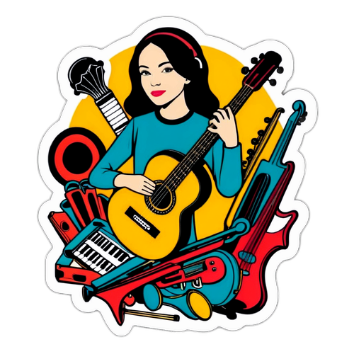 Alyssa Ashcroft con instrumentos musicales
