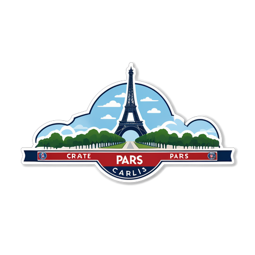 Stiker Klasik PSG dengan Latar Belakang Paris