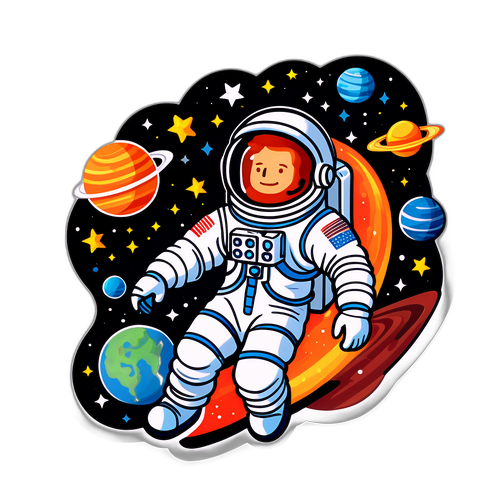 Klistermærke af astronaut i rummet