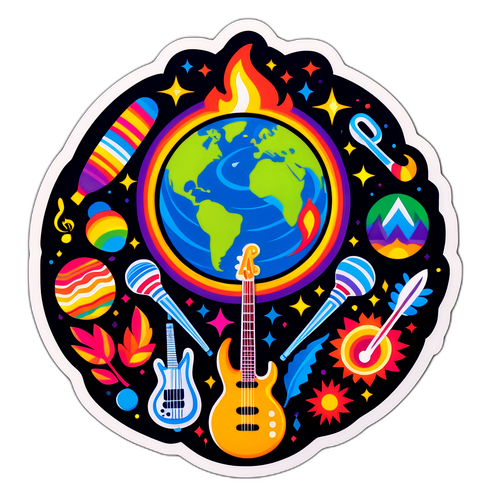 Vibrant Earth, Wind & Fire Celebration Sticker