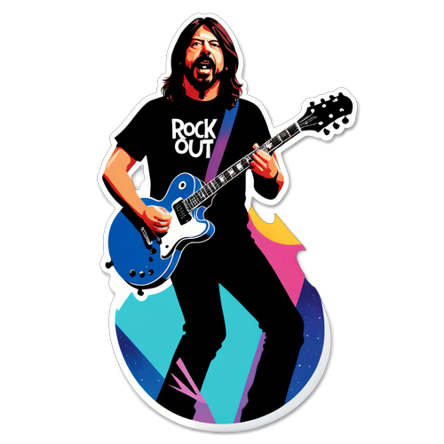 Rocka Ut! En Legend i Färg: Dave Grohl Sticker Design som Får Dig att Spela!