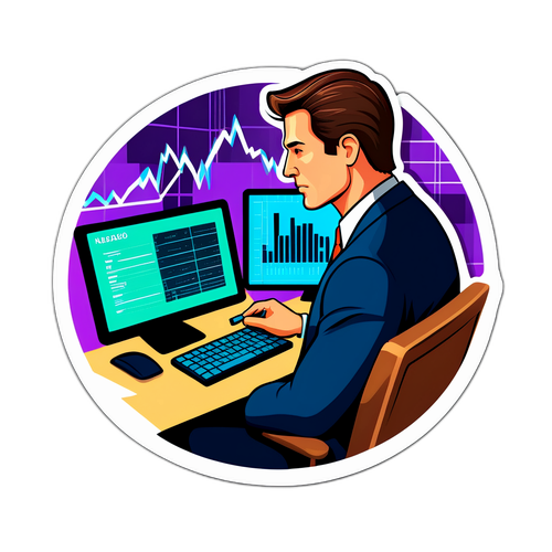 NASDAQ交易者檢查市場數據的場景貼紙