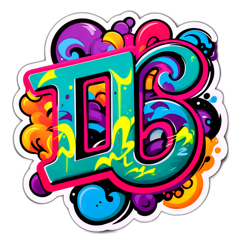 Adesivo ispirato all'arte di strada con iniziali 'JD'