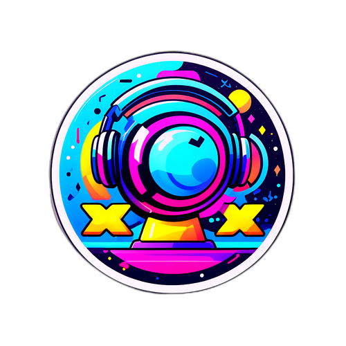 サイバー音楽デザインステッカー