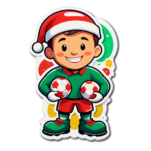 Cheerful Holiday Football Player Sticker