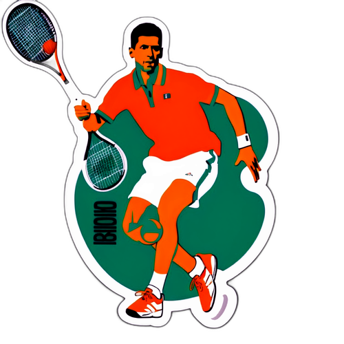 Hình dán Novak Djokovic giao bóng trên sân Roland Garros