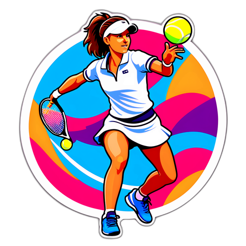 Stiker Iga Świątek dalam Pose Dinamis Tenis