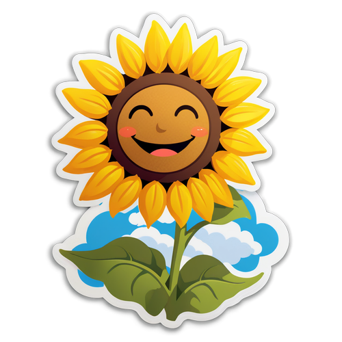 Un diseño alegre de un girasol con nubes