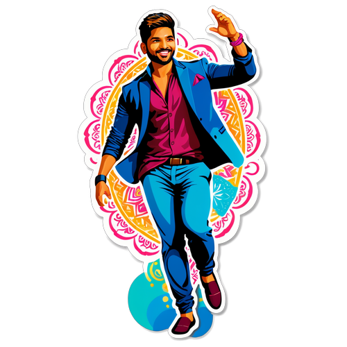 Vibrant Dance Pose Sticker of Allu Arjun