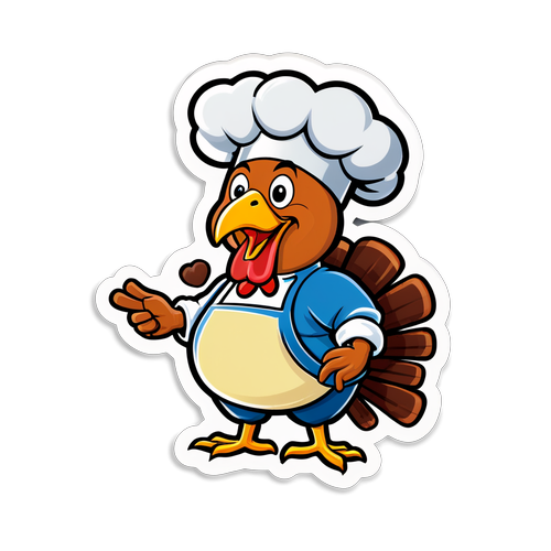 Lively Cartoon Turkey Chef Sticker