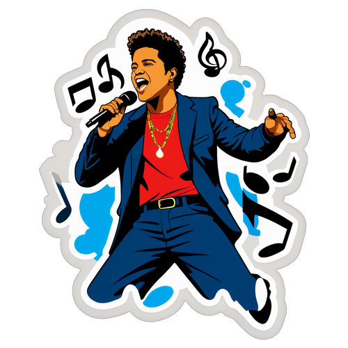 A Arte Moderna de Bruno Mars: Microfone e Notas Musicais que Hipnotizam!