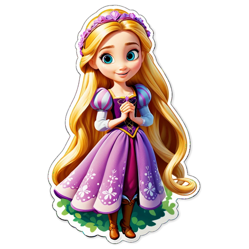 Unlock the Magic: Adorable Rapunzel Sticker That Spreads Sweetness and Charm!