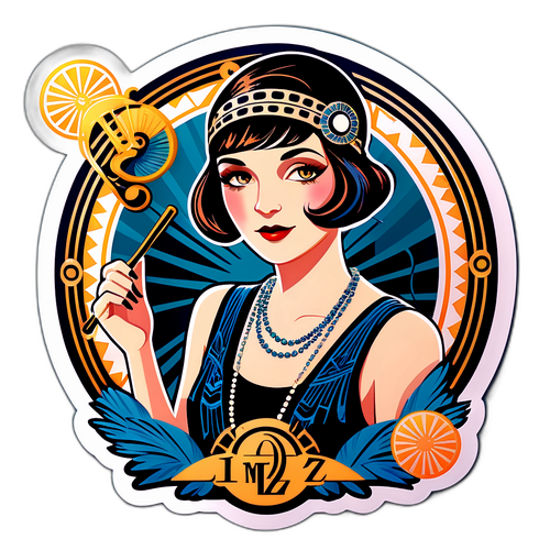 Sticker Emma Mackey w Stylu Flapper z Lata 20.