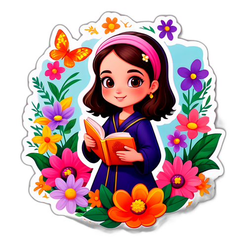 ש sticker חמוד של שיקמה בראסקלר מחזיקה ספר