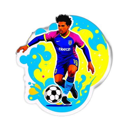 Динамичный образ Эндрика Фелипе с футбольными трюками